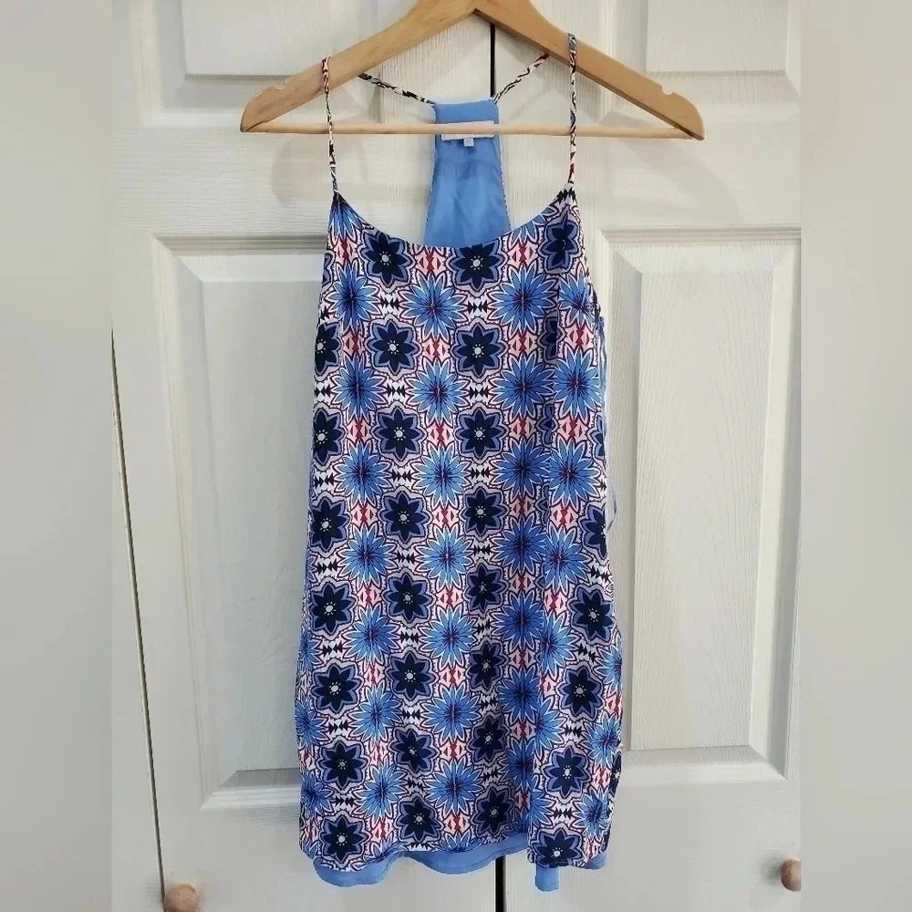 1. State XS Racerback blue and Red‎ Floral Dress Mini Summer Sun - Picture 2 of 8